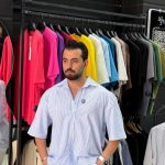 پیراهن لینن راه راه